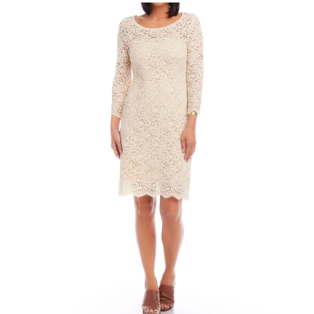 New Karen Kane Elegant Cream Lace Dress - Picture 2 of 7